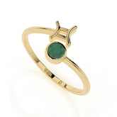 gemini zodiac ring with natural emerald gold vermeil